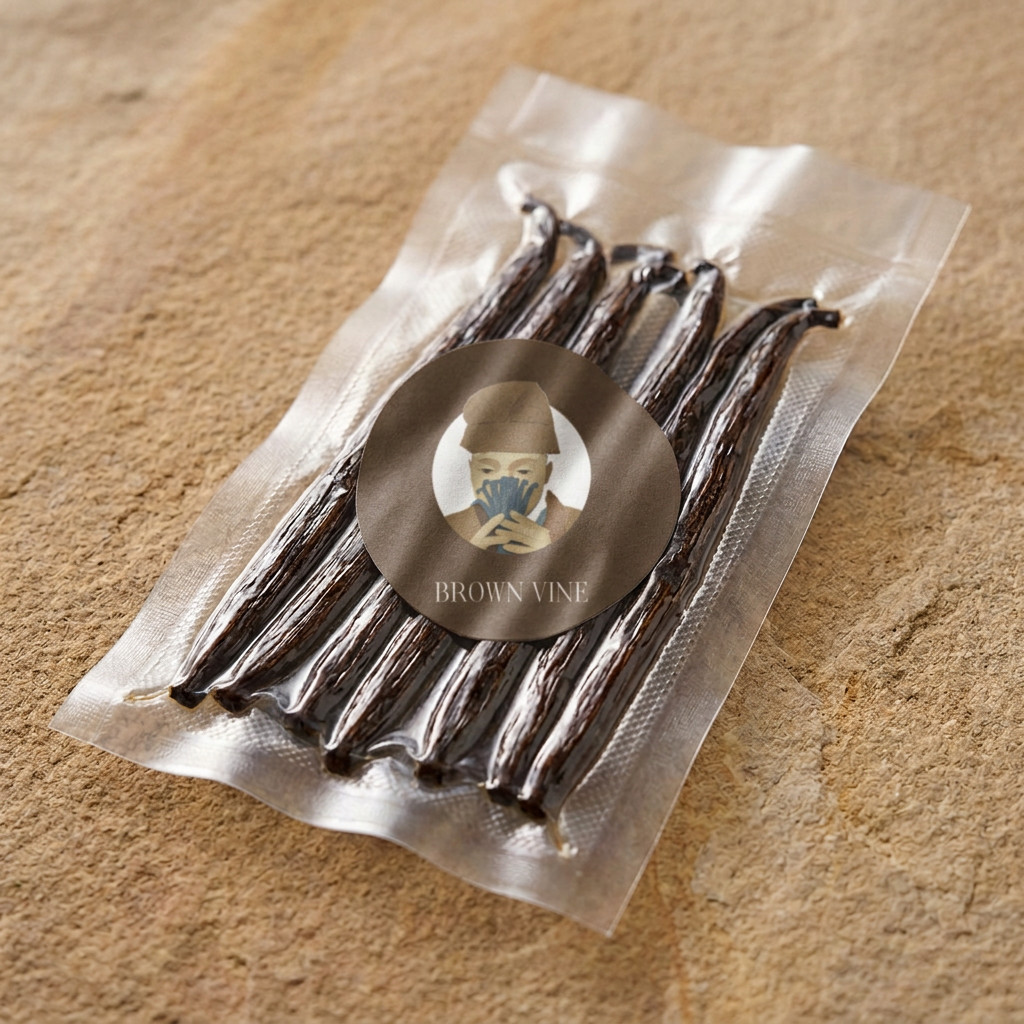 Vacuum-sealed pack of vanilla beans